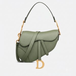 DIOR Saddle Bag with Strap - Clay Green Grained Calfskin
