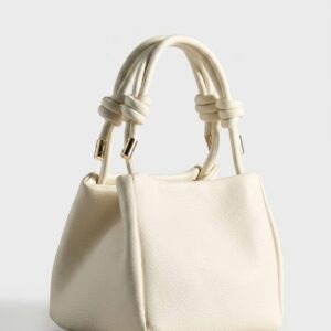 Cream Knotted Handle Mini Top Handle Bag