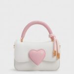 White Pink Heart Top Handle Mini Bag