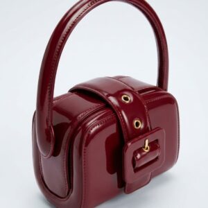 Burgundy Patent Mini Top Handle Bag